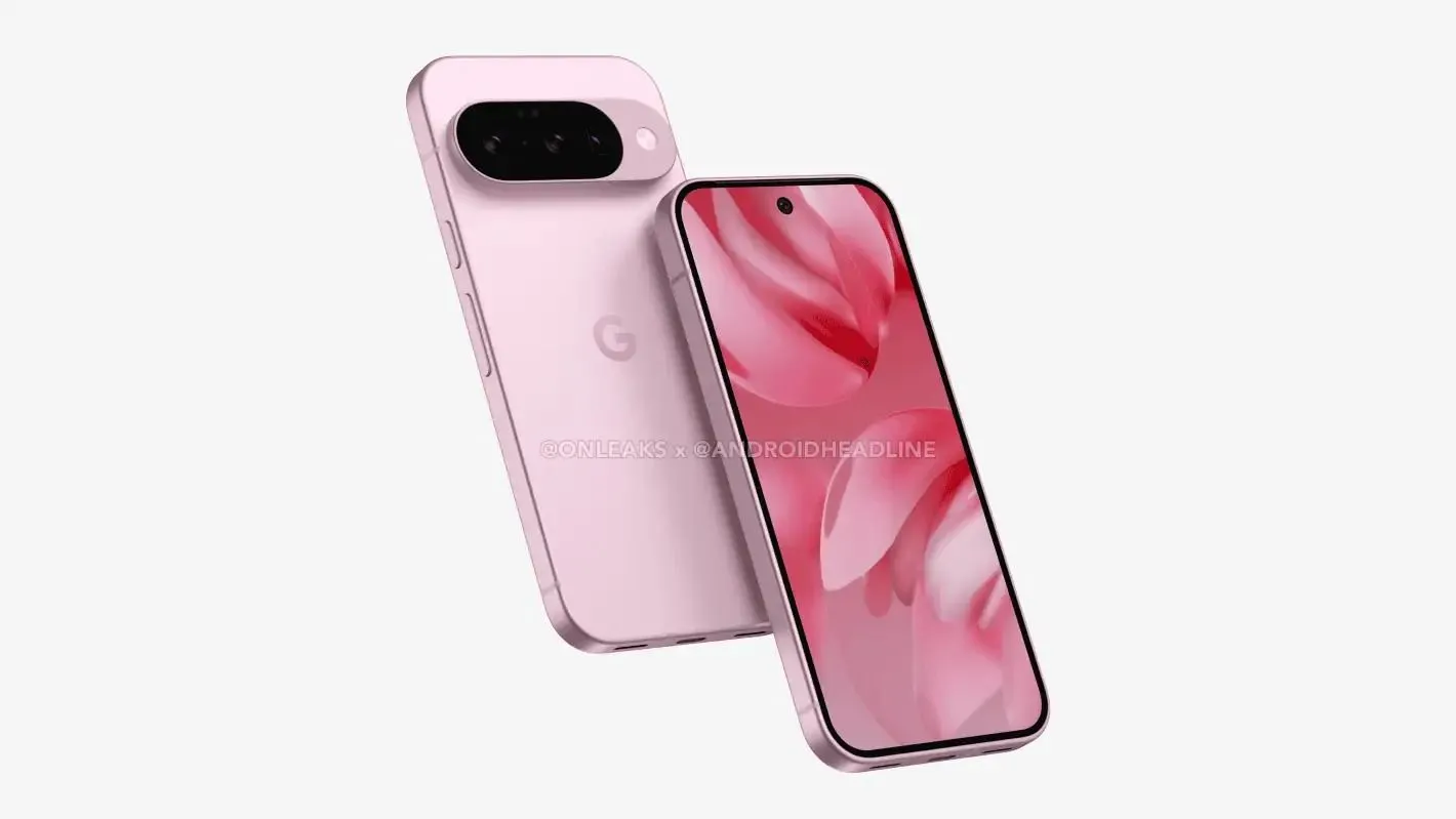 Ảnh render điện thoại Google Pixel 10 màu xanh lá cây với dải camera ngang đặc trưng