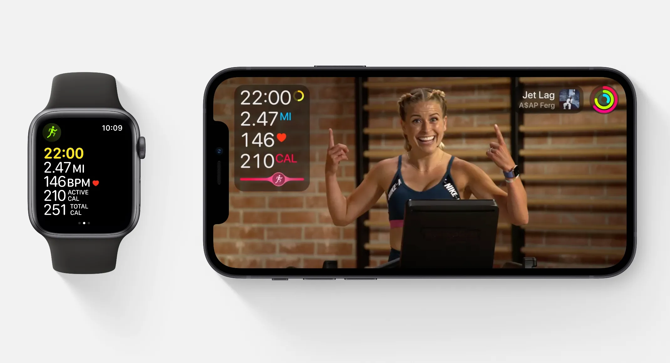 Apple Fitness+ đang chạy trên Apple Watch và iPhone
