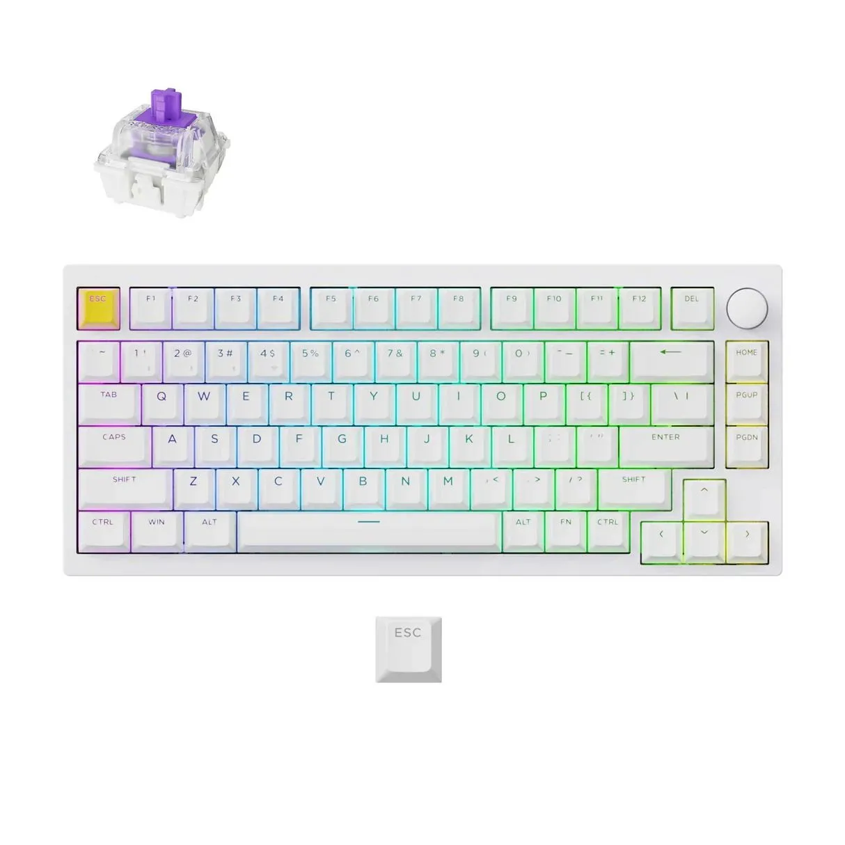 Bàn phím gaming không dây Lemokey P1 HE màu trắng.