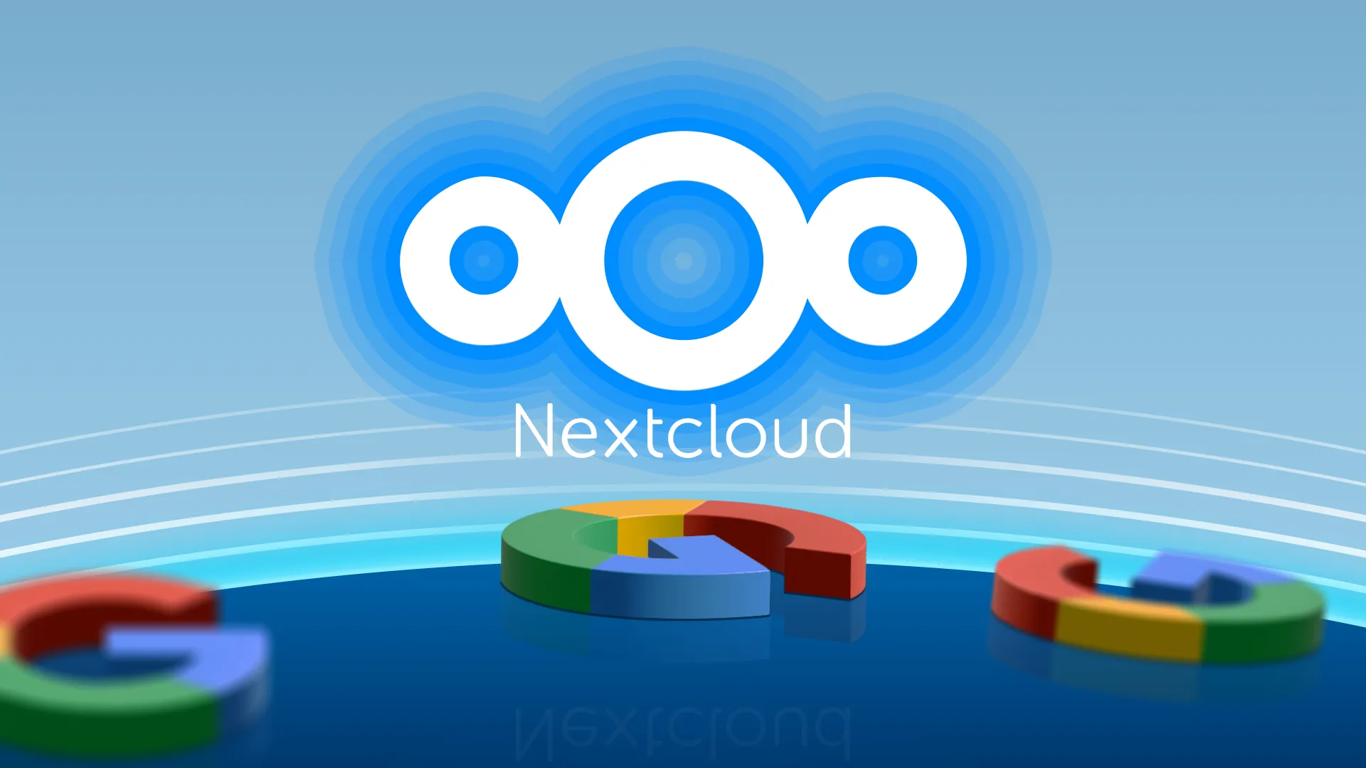 Biểu tượng Nextcloud nổi bật giữa các logo Google, minh họa khả năng thay thế dịch vụ lưu trữ đám mây truyền thống
