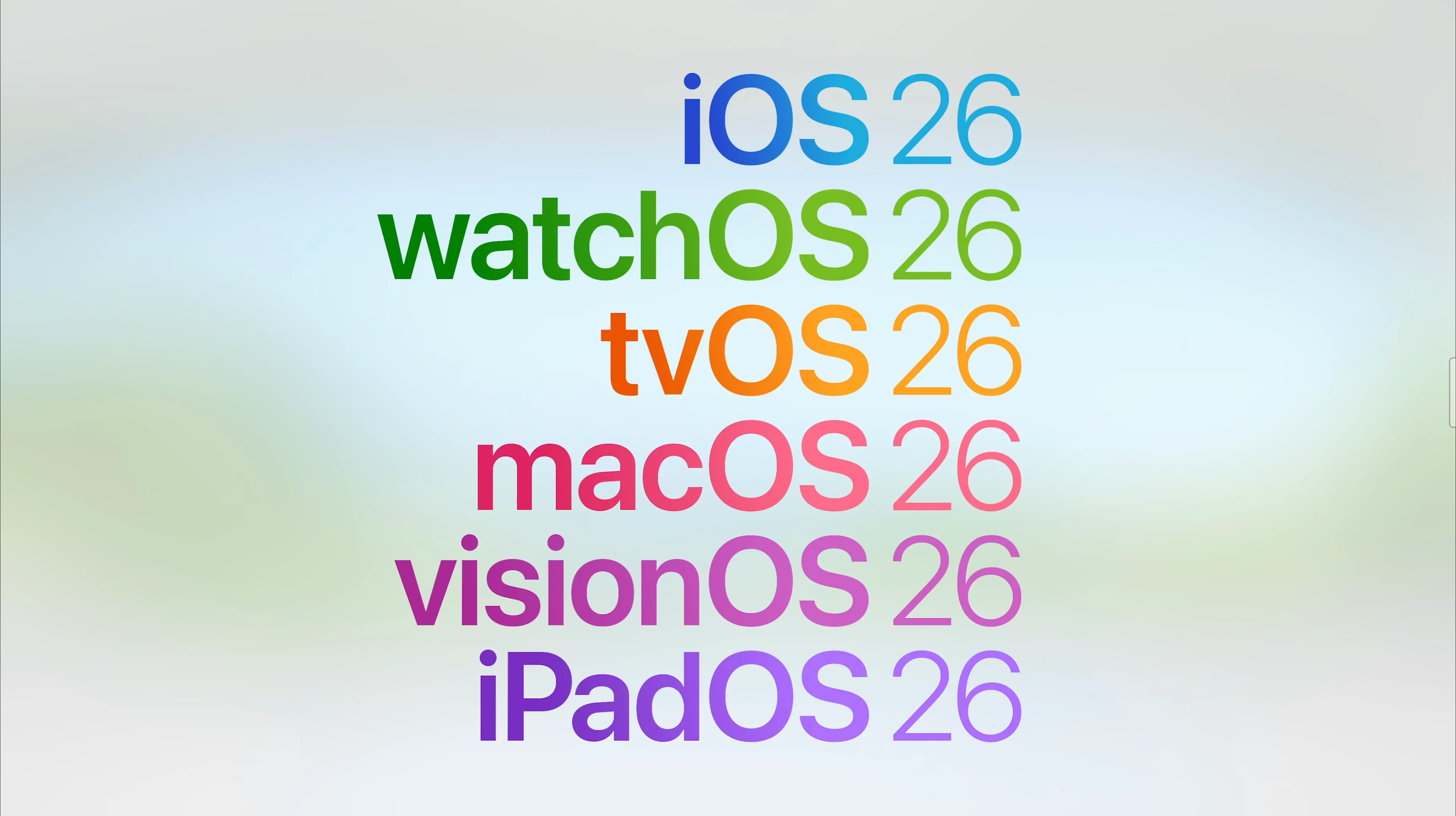 Biểu tượng và tên gọi mới cho iOS 26 và macOS 26, thể hiện quy ước đặt tên theo năm.
