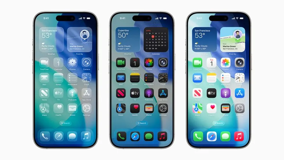 Giao diện mới Liquid Glass của iOS 26 với hiệu ứng kính mờ