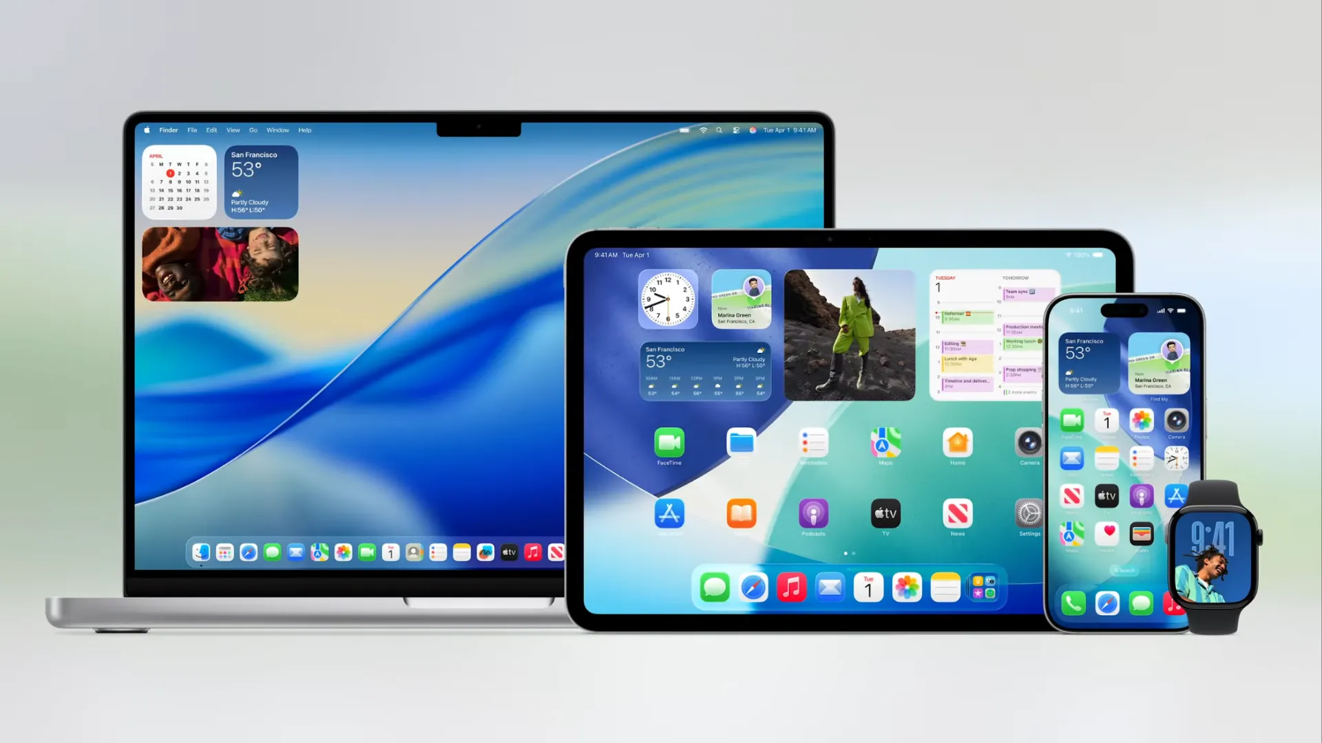Giao diện người dùng Liquid Glass của iPadOS 26 cùng các hệ điều hành Apple khác trên MacBook, iPad, iPhone, Apple Watch