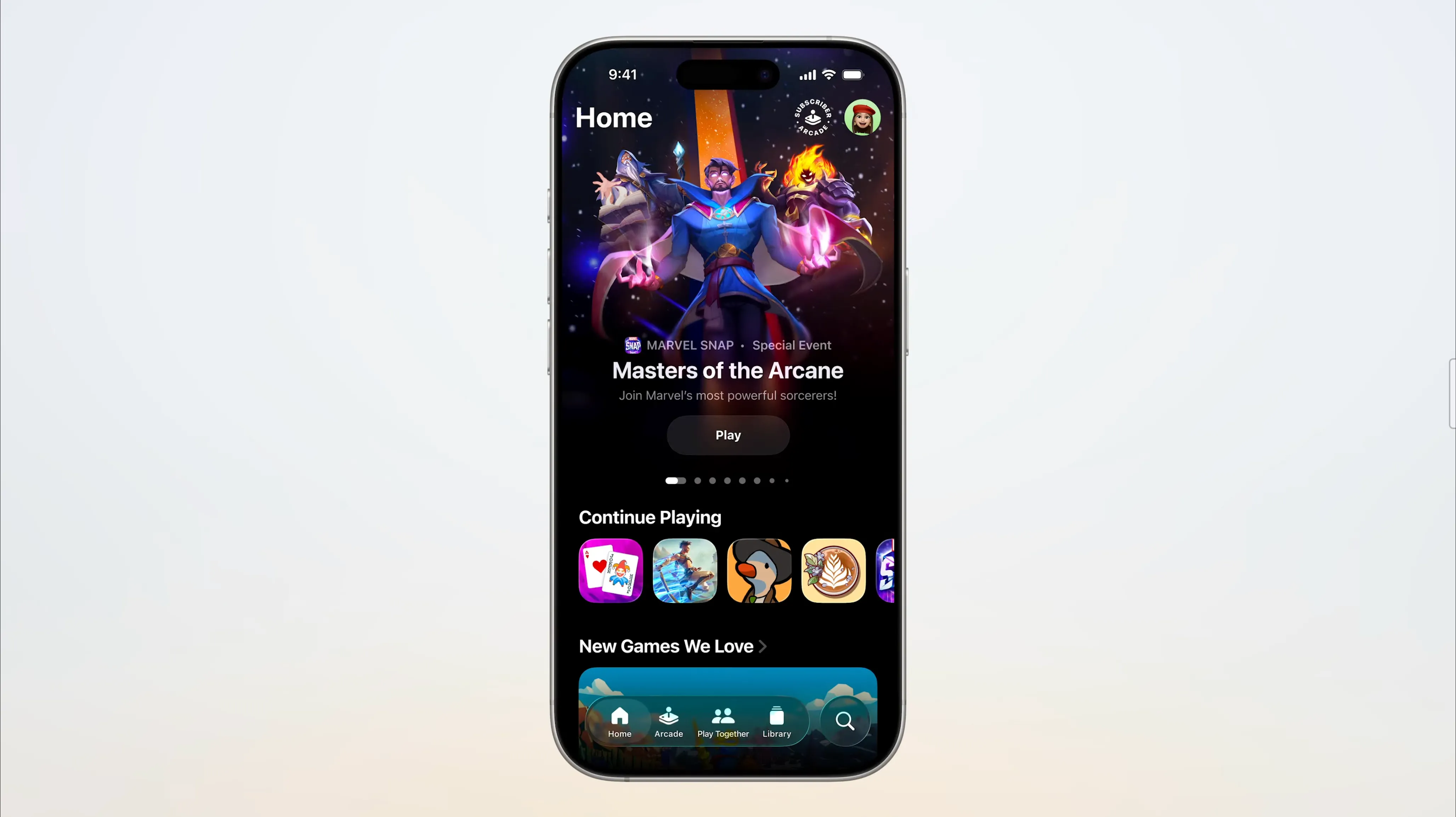 Giao diện ứng dụng Trò chơi (Games App) mới trên iOS 26