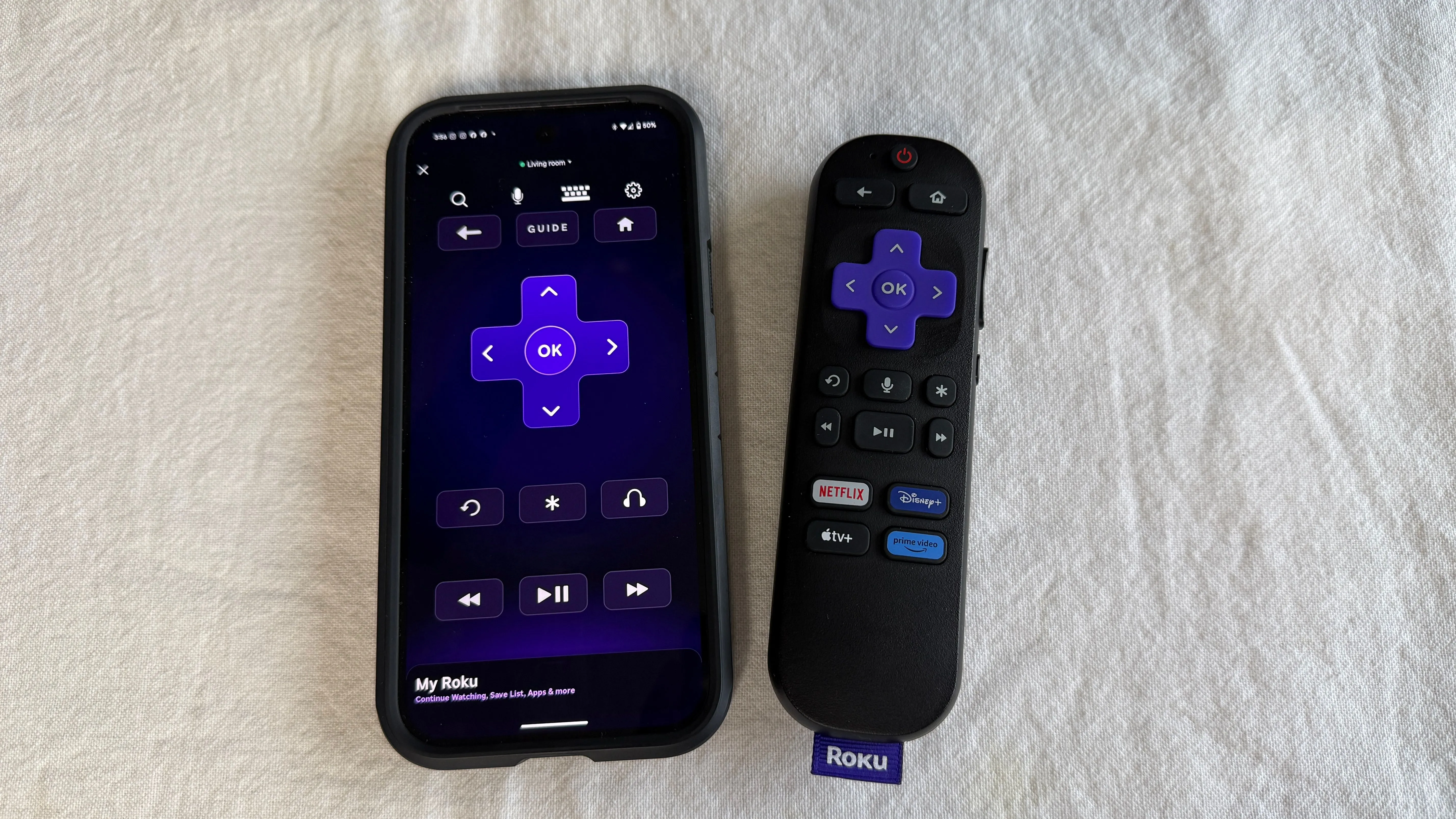 Giao diện ứng dụng và điều khiển từ xa của thiết bị Roku Express 4K Plus