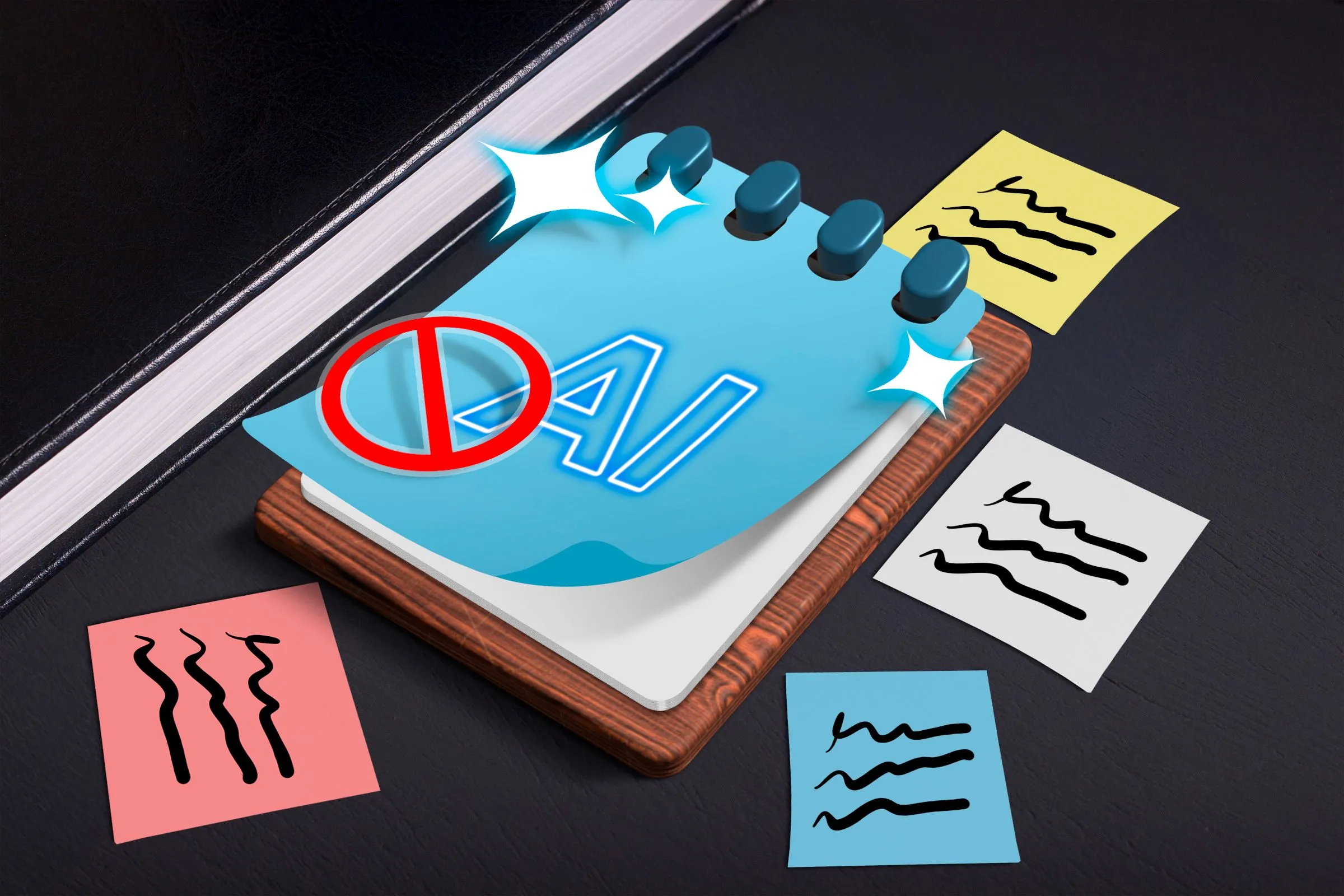 Logo Notepad và minh họa ghi chú, đề cập đến các tính năng mới