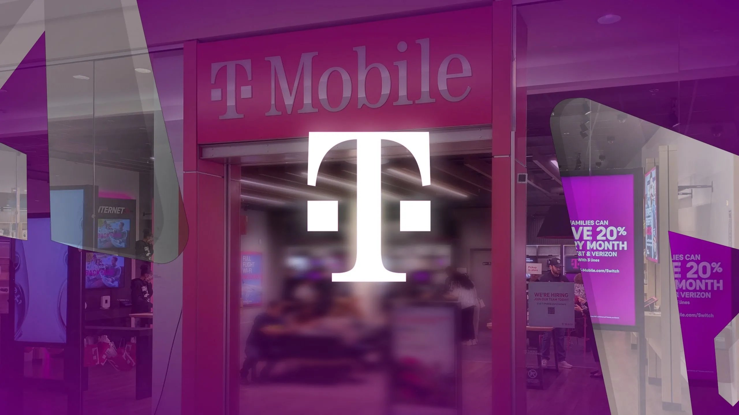 Logo T-Mobile và hình ảnh cửa hàng bán lẻ của T-Mobile