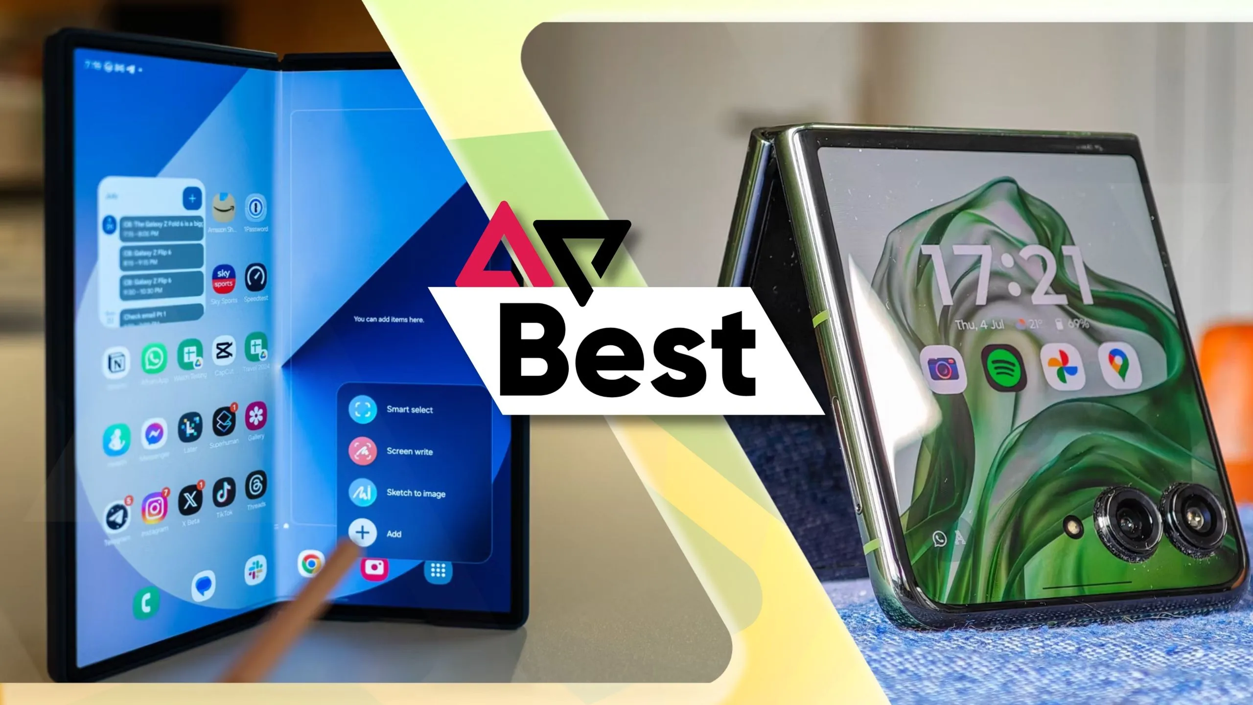 Samsung Galaxy Z Fold 6 và Motorola Razr+ bên cạnh nhau, minh họa cho thị trường điện thoại gập cạnh tranh