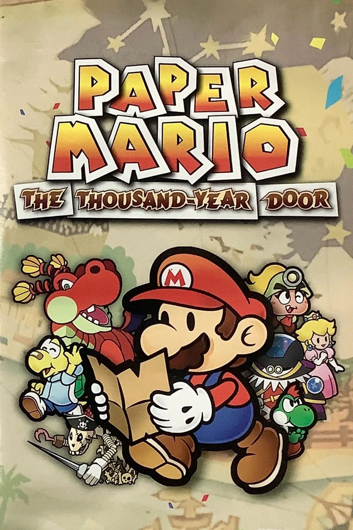 Ảnh bìa game Paper Mario The Thousand-Year Door phiên bản Nintendo Switch với Mario và đồng đội trong thế giới giấy độc đáo