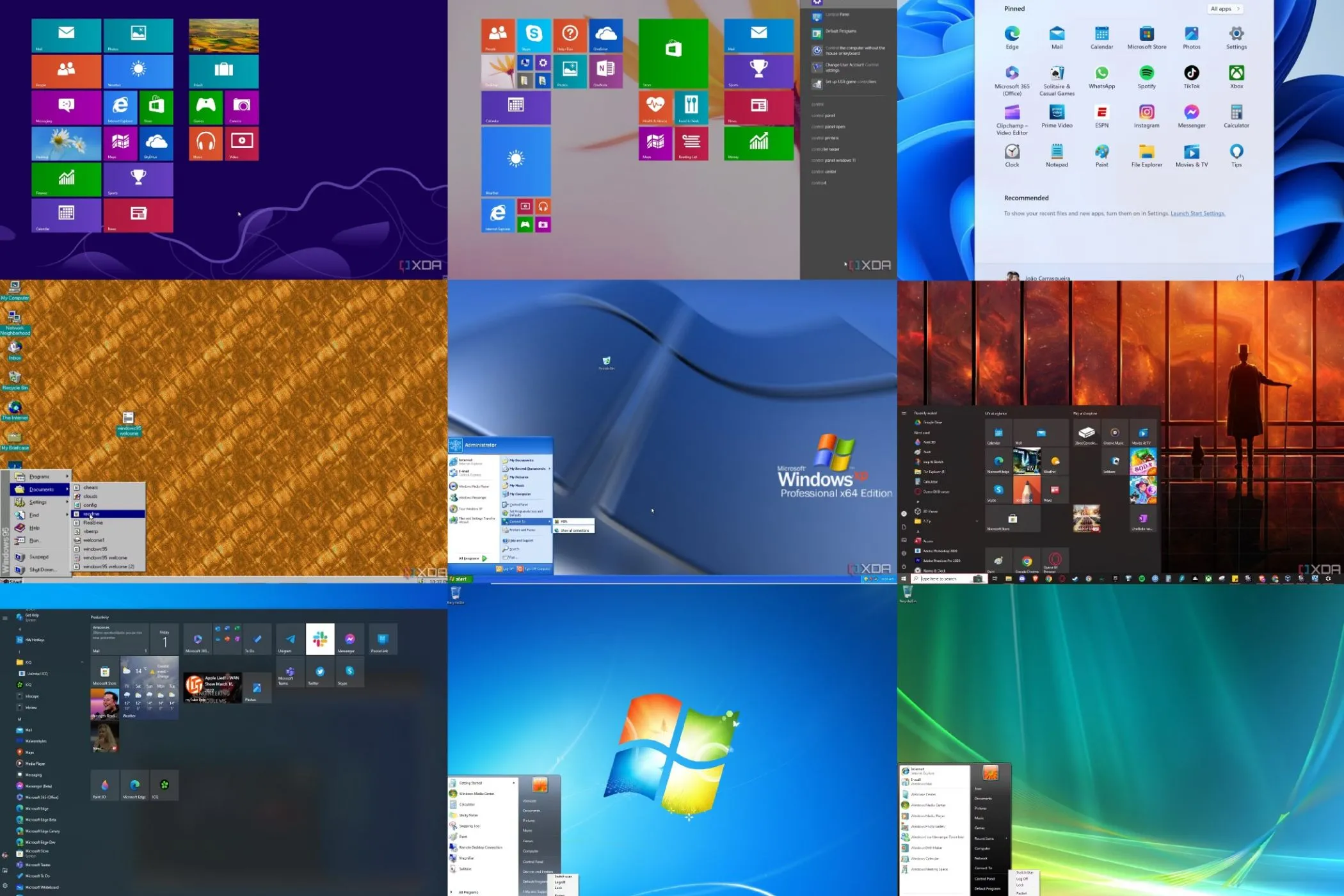 Bộ sưu tập các giao diện Start Menu từ nhiều phiên bản Windows khác nhau