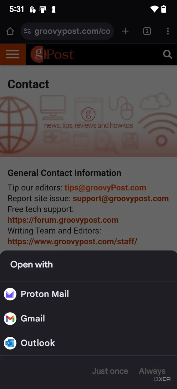 Chọn Proton Mail làm ứng dụng email mặc định trên Android