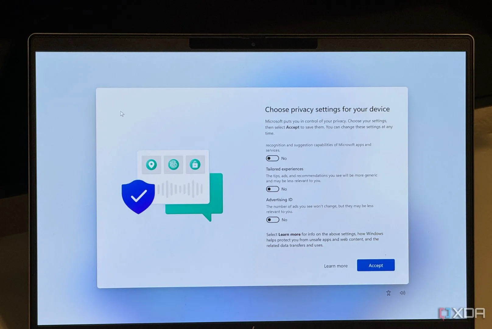 Giao diện cài đặt quyền riêng tư trên Windows 11, nơi người dùng có thể tùy chỉnh các thiết lập để giảm quảng cáo.