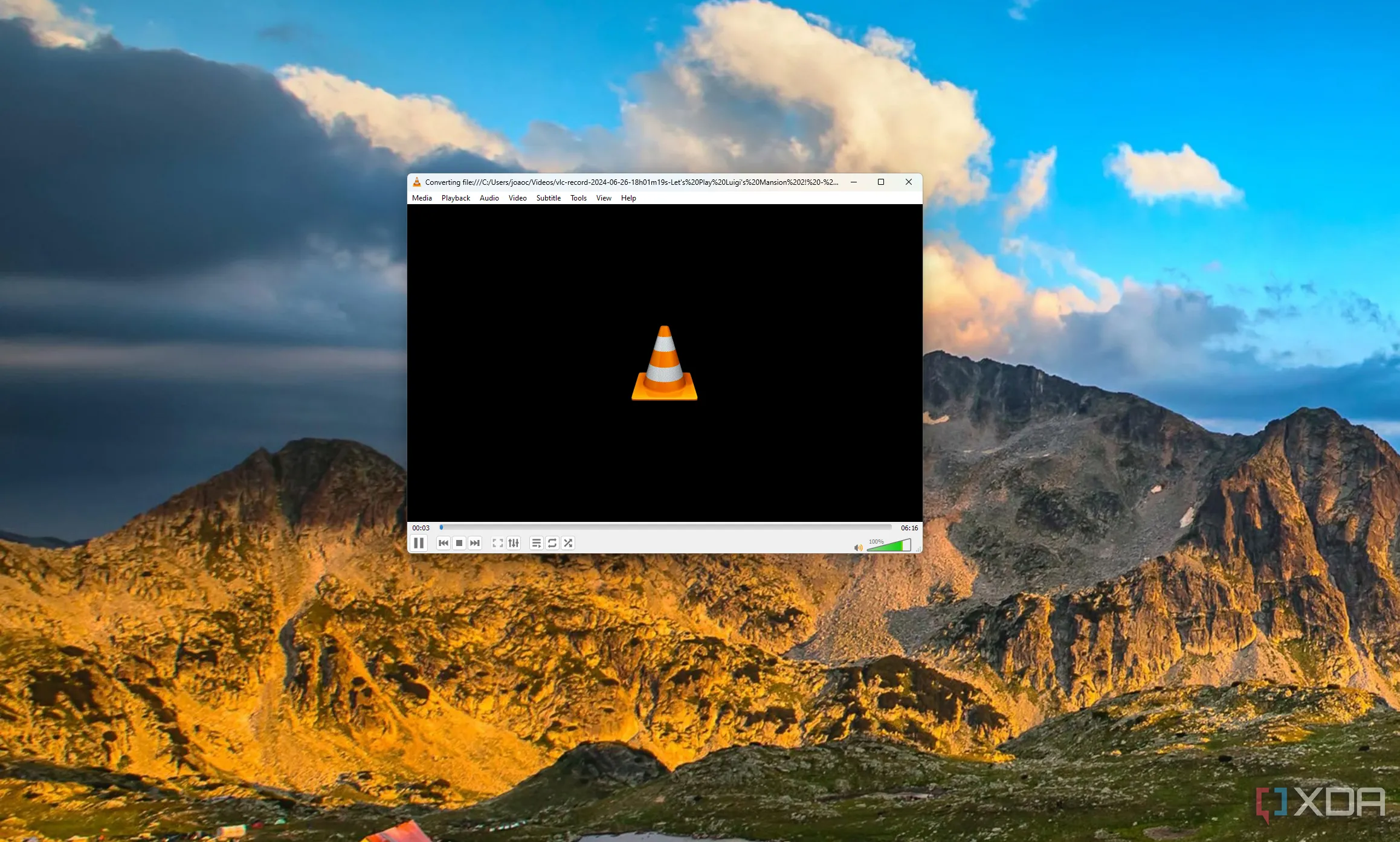 Giao diện chuyển đổi định dạng của VLC Media Player, minh họa tính đa năng.