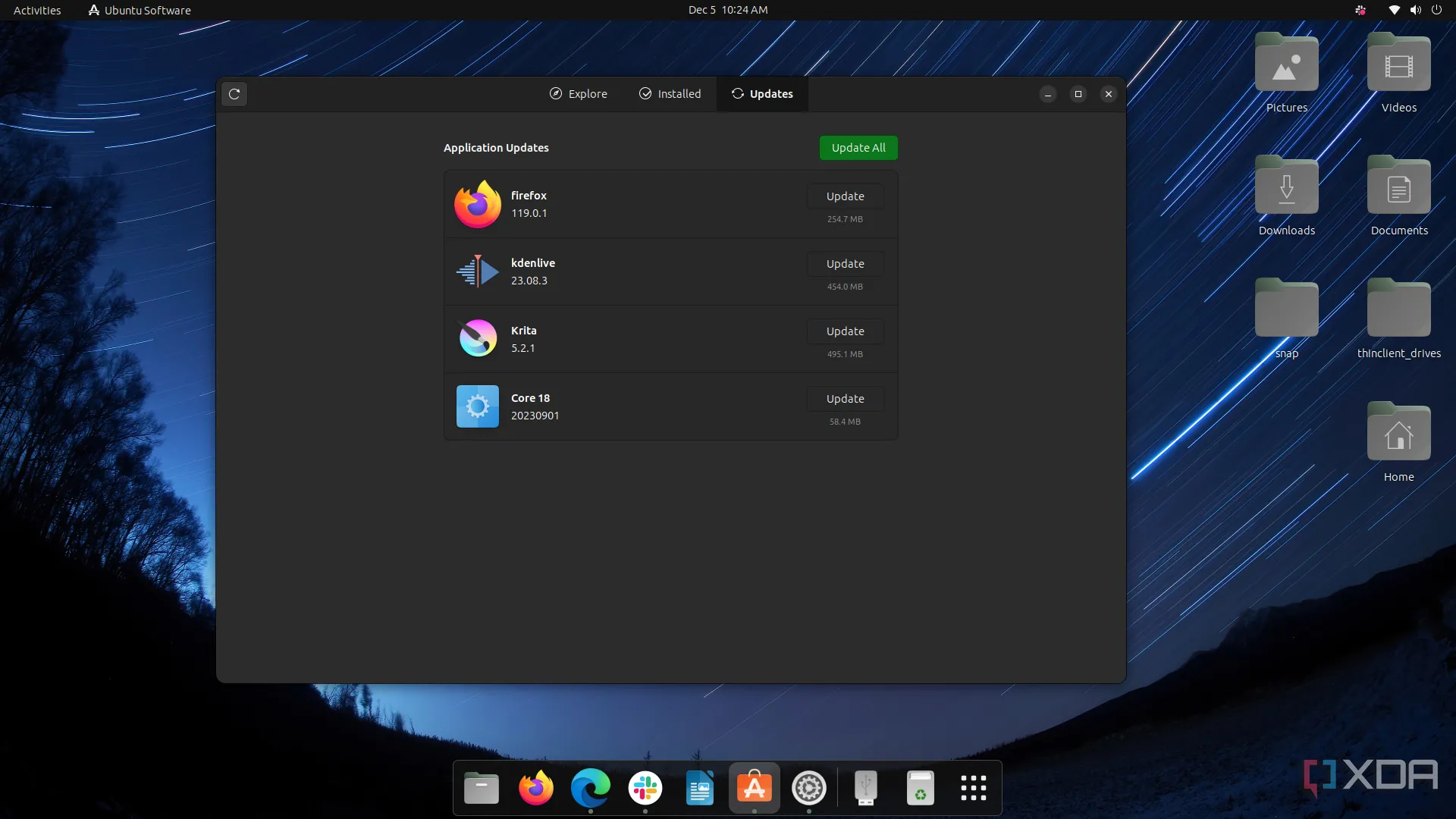 Giao diện Ubuntu Software Center, nơi cập nhật các ứng dụng mã nguồn mở như Firefox.