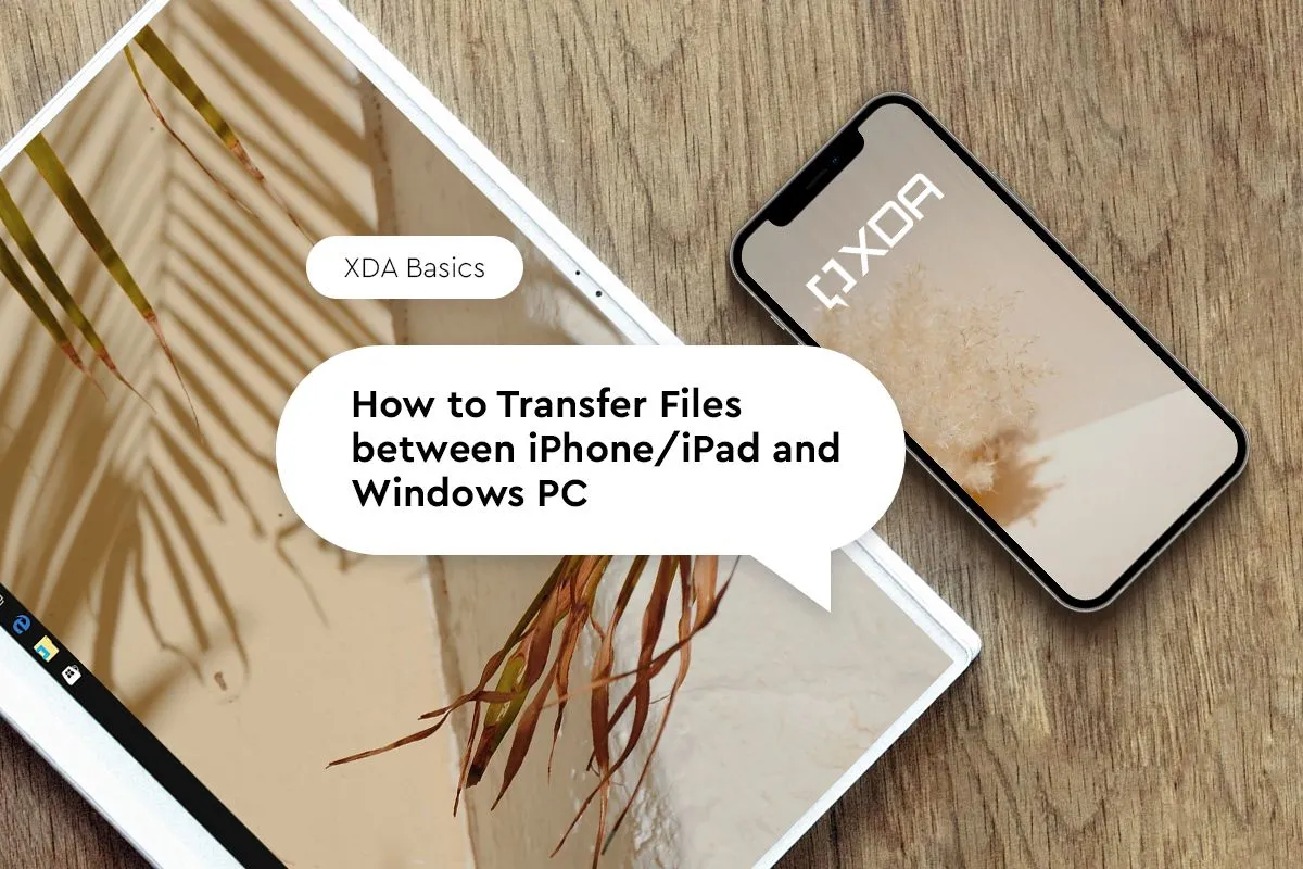 Giao diện ứng dụng minh họa cách chuyển tệp tin giữa iPhone và máy tính Windows, thể hiện tính năng kết nối điện thoại.
