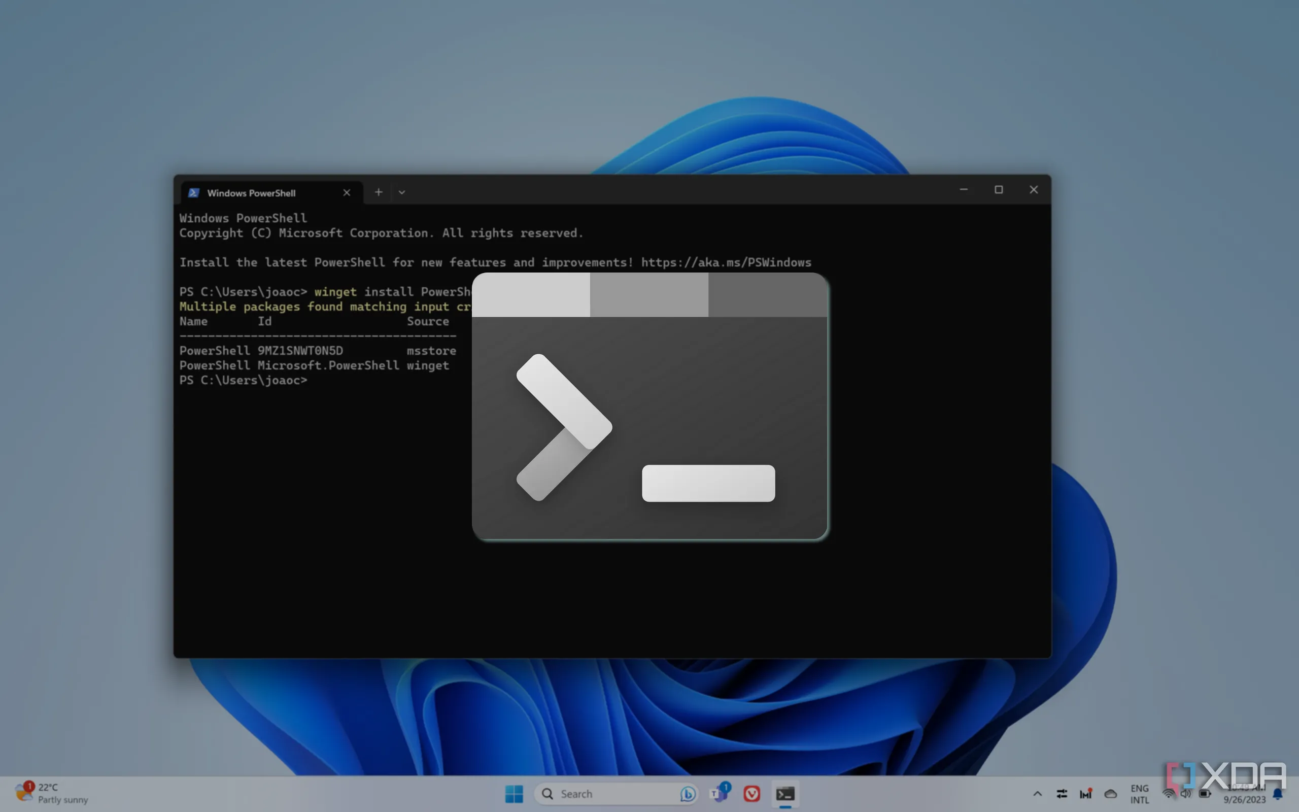 Giao diện ứng dụng Windows Terminal trên hệ điều hành Windows