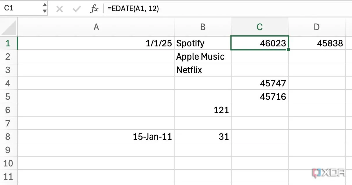 Hàm EDATE trong Excel