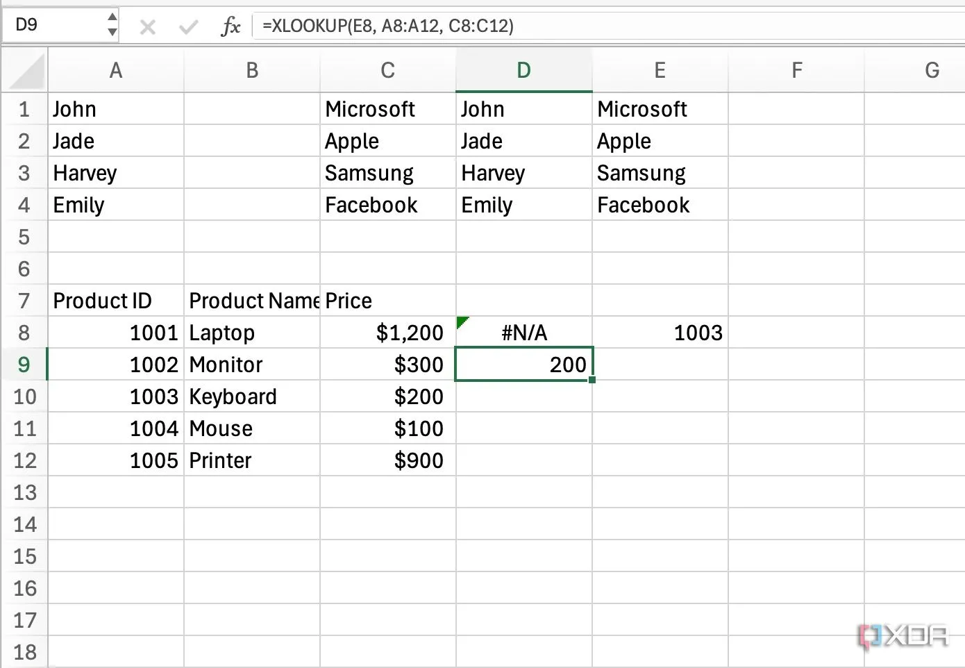 Hàm XLOOKUP trong Excel