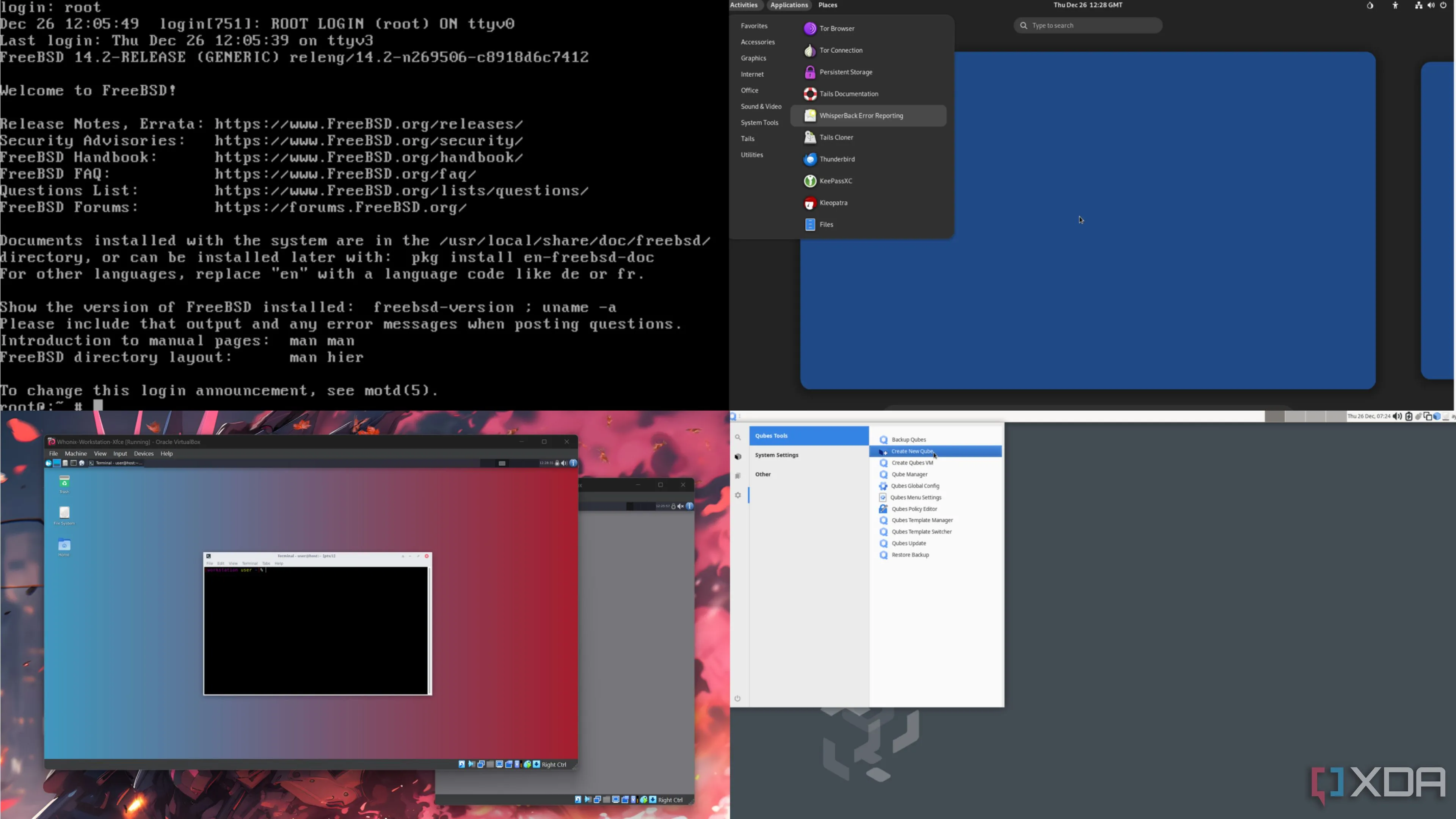 Hệ điều hành bảo mật cao cấp như FreeBSD, Tails, Qubes OS và Whonix