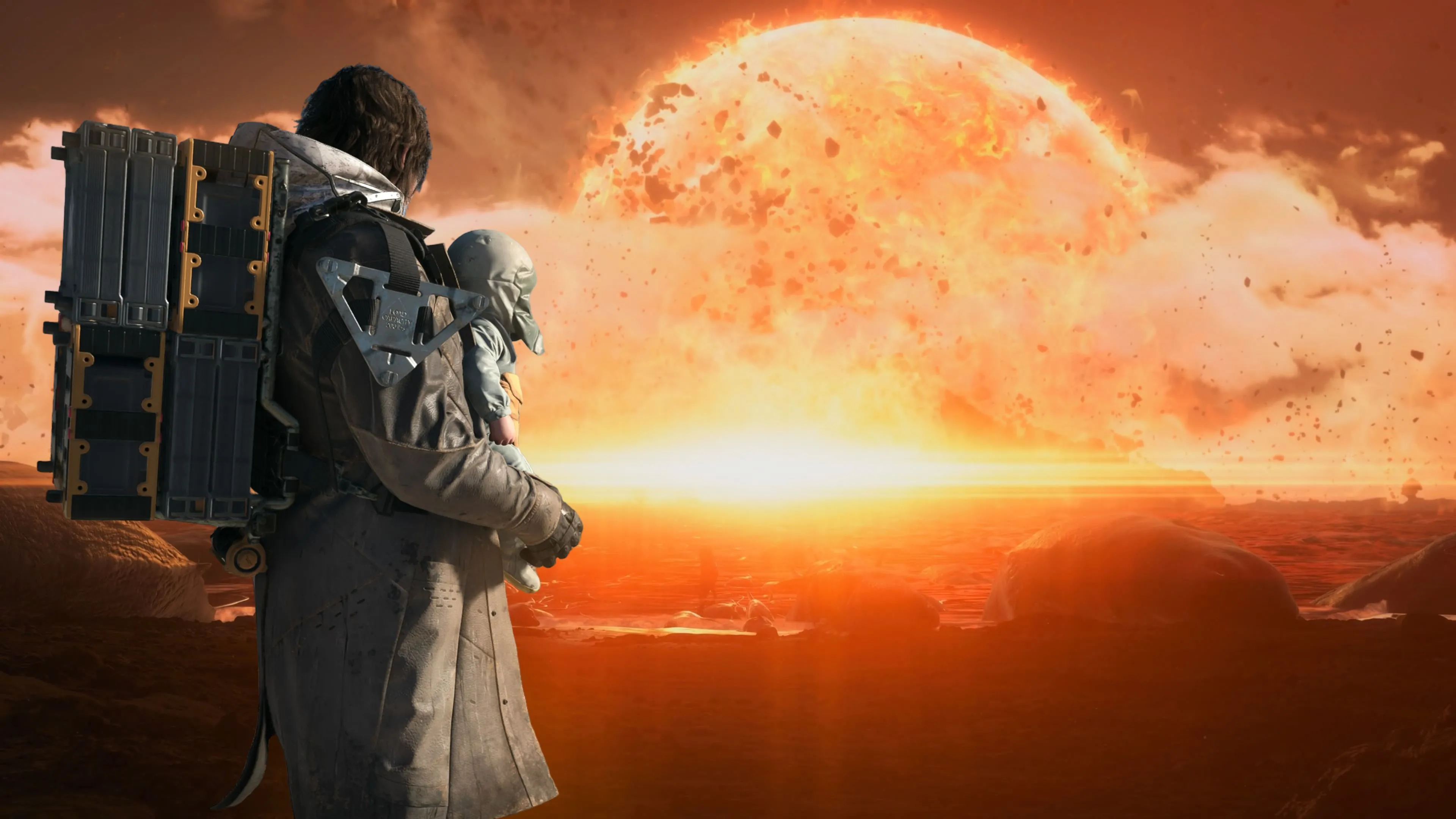 Hình ảnh cận cảnh nhân vật trong Death Stranding 2, cho thấy đồ họa chi tiết trên PlayStation 5.