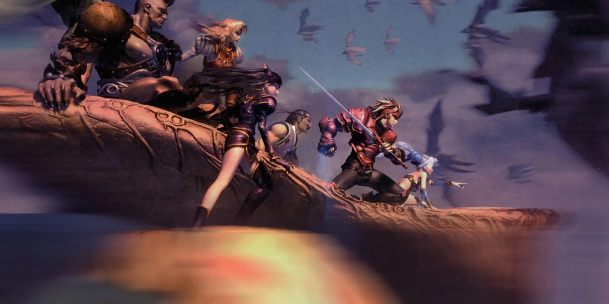 Hình ảnh nhóm nhân vật chính Dart và đồng đội trong game nhập vai The Legend of Dragoon.
