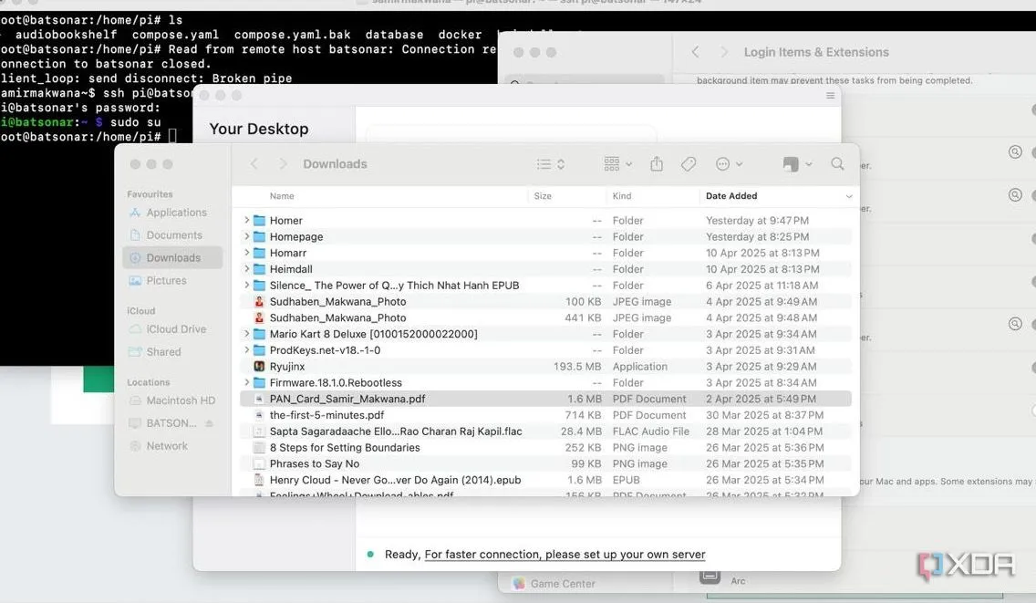 Màn hình hiển thị phiên kết nối đang hoạt động của RustDesk, hỗ trợ tính năng tự host server