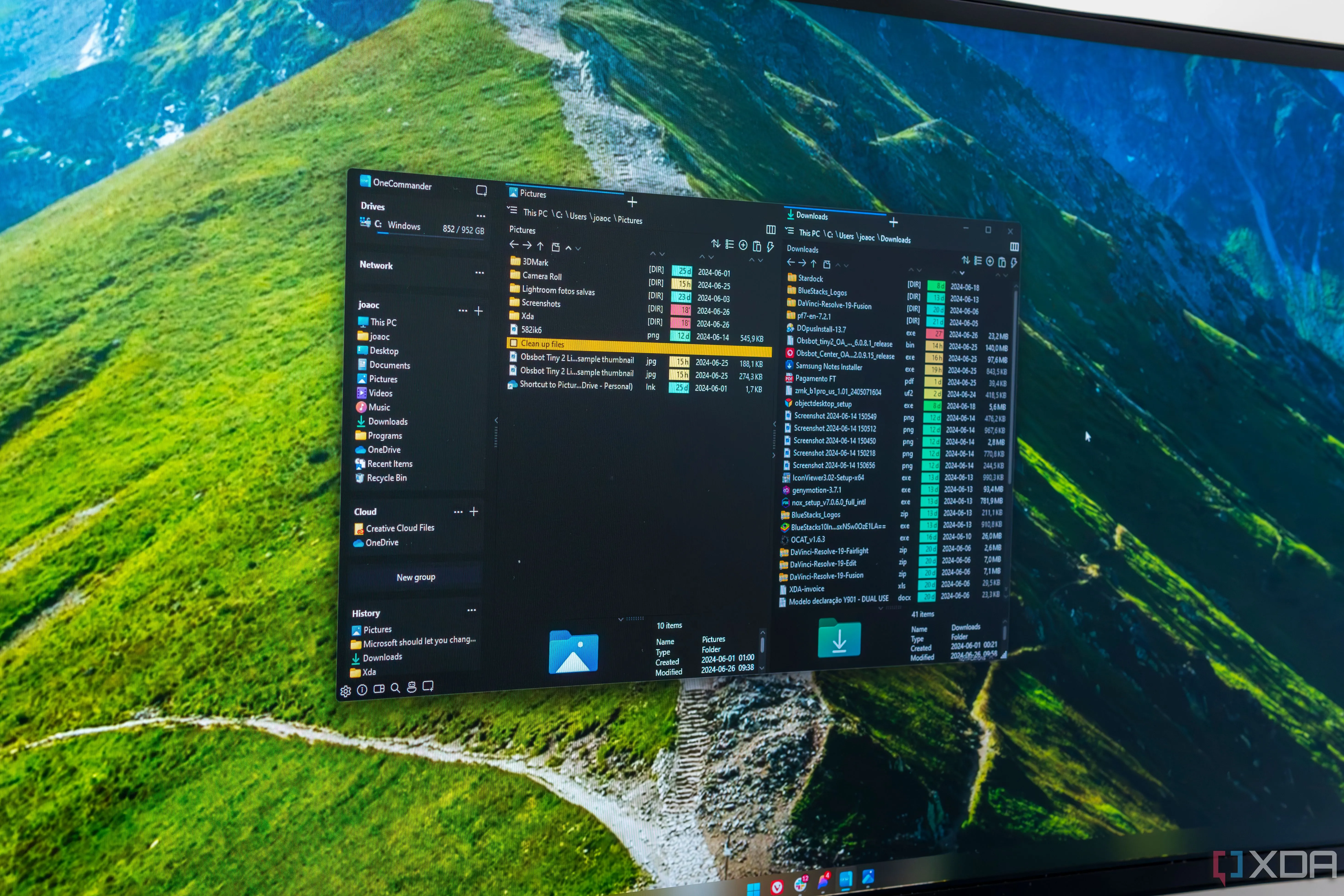 Màn hình máy tính hiển thị giao diện OneCommander, một ứng dụng thay thế File Explorer trên Windows 11.