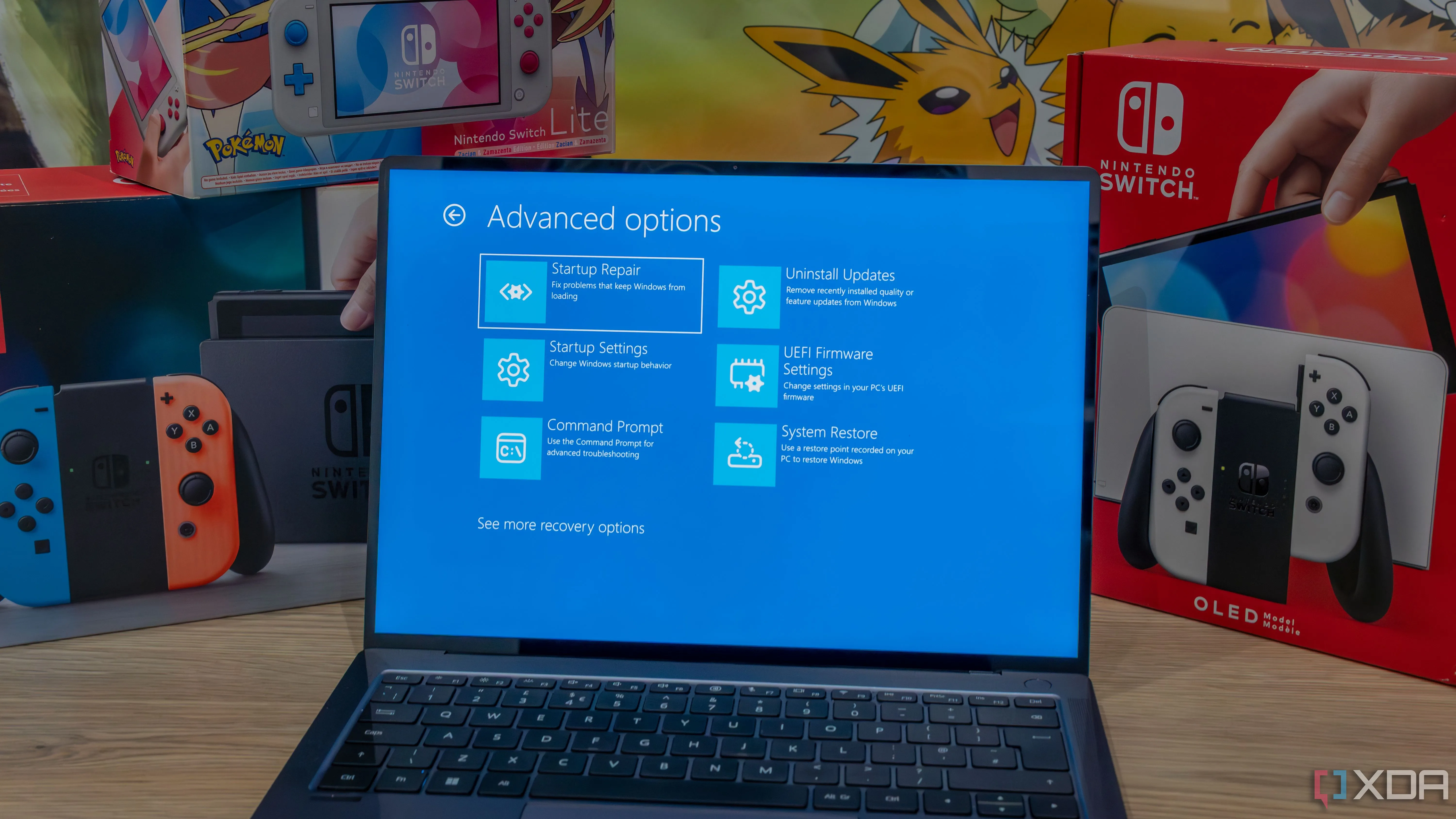 Màn hình Windows Recovery Environment (WinRE) trên Windows 11, nơi người dùng có thể truy cập các tùy chọn phục hồi nâng cao.