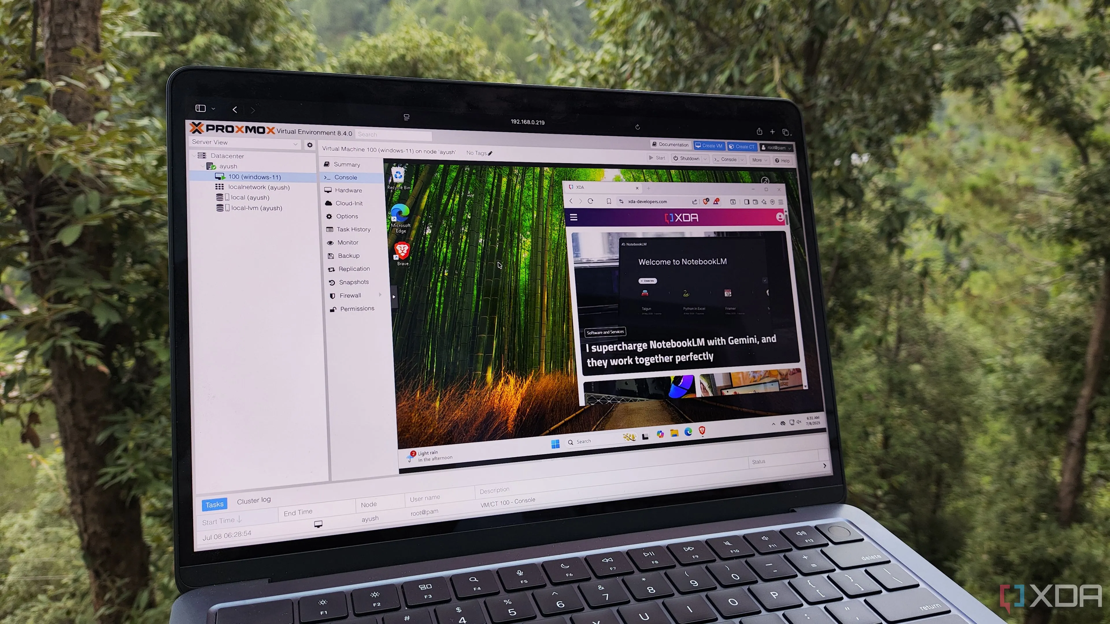 Mô phỏng máy ảo Windows 11 đang chạy trên Proxmox