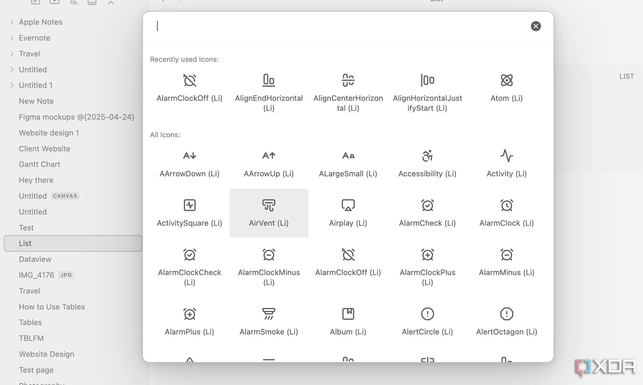 Plugin Iconize trên Obsidian hiển thị các biểu tượng được thêm vào thanh sidebar và file explorer