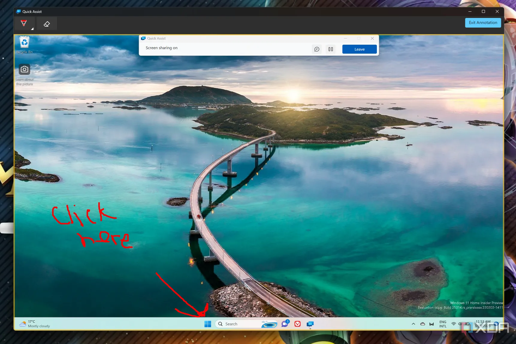 Tính năng chú thích trên Quick Assist của Windows 11 giúp hướng dẫn người dùng