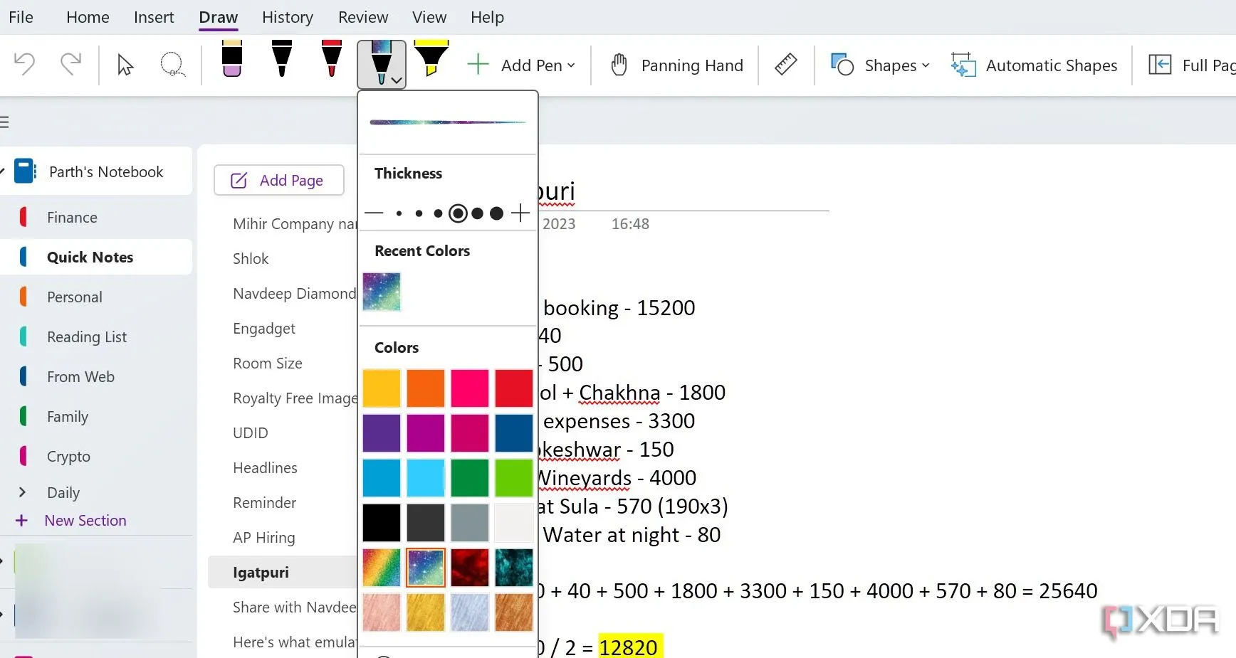 Tính năng inking của OneNote giúp người dùng viết và vẽ trực tiếp trên màn hình một cách trực quan và hiệu quả.