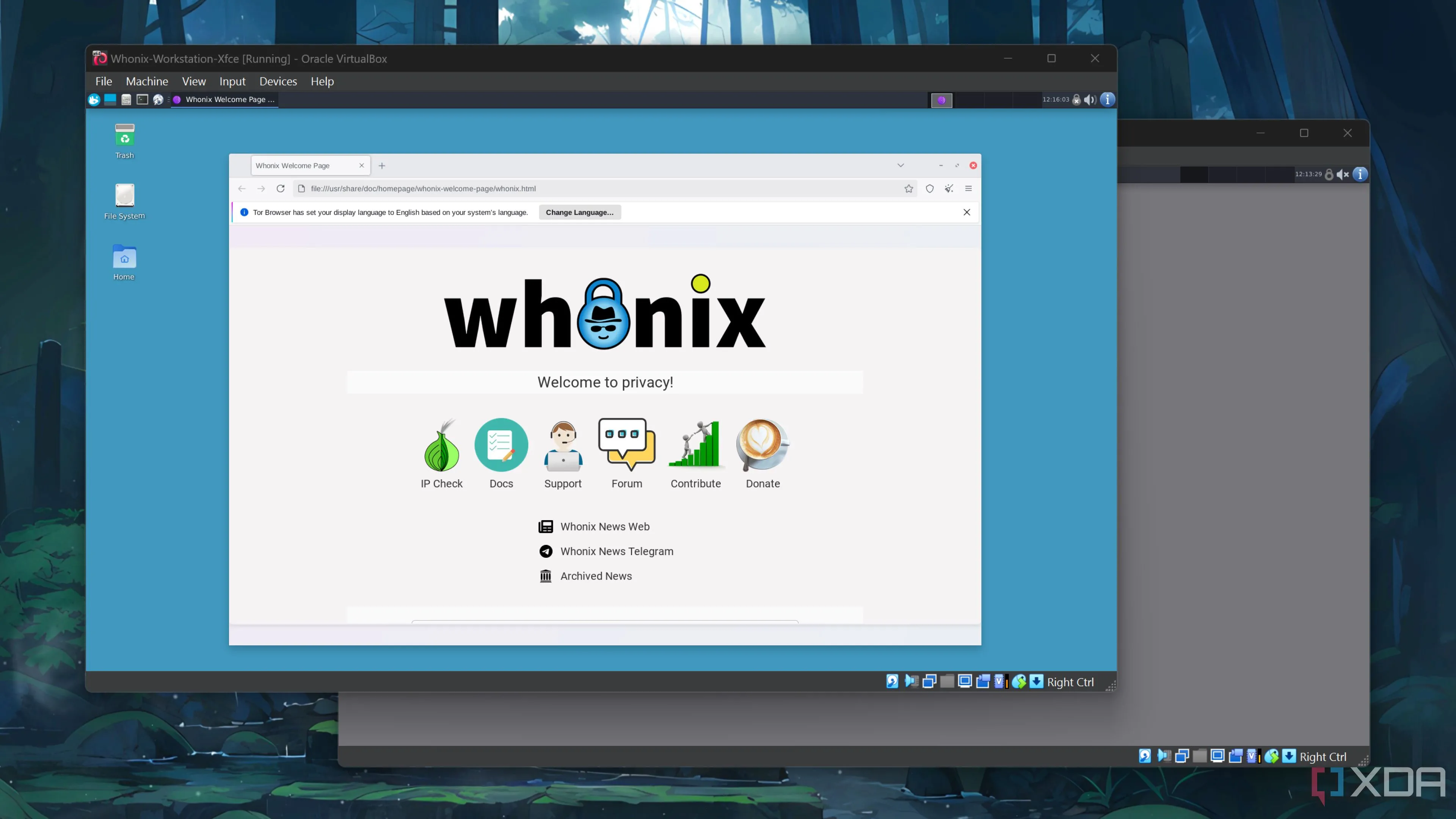 Whonix chạy trên môi trường máy ảo VirtualBox