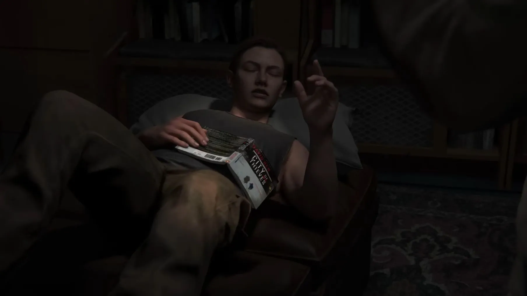 Abby đang đọc cuốn tiểu thuyết City of Thieves, nguồn cảm hứng bí mật cho The Last of Us Part II.