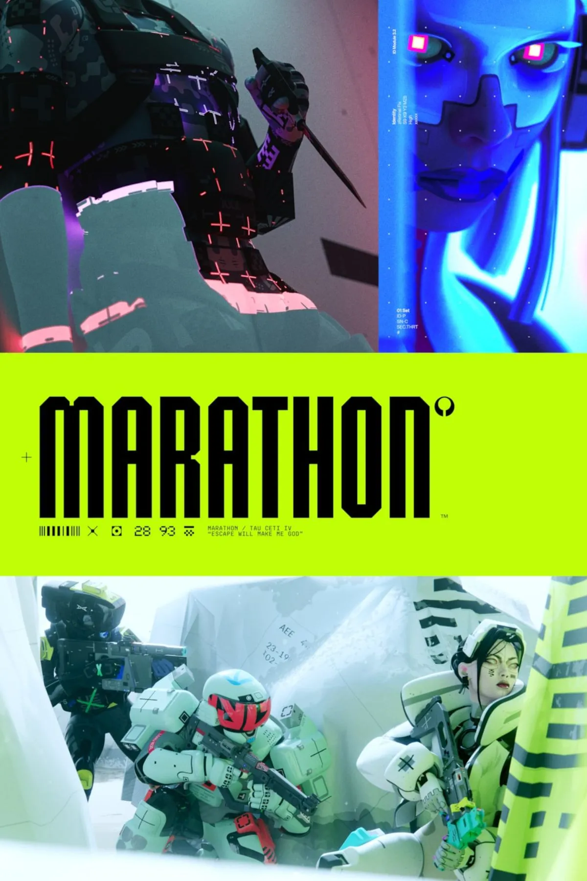 Ảnh bìa và nhân vật trong game bắn súng extraction Marathon của Bungie