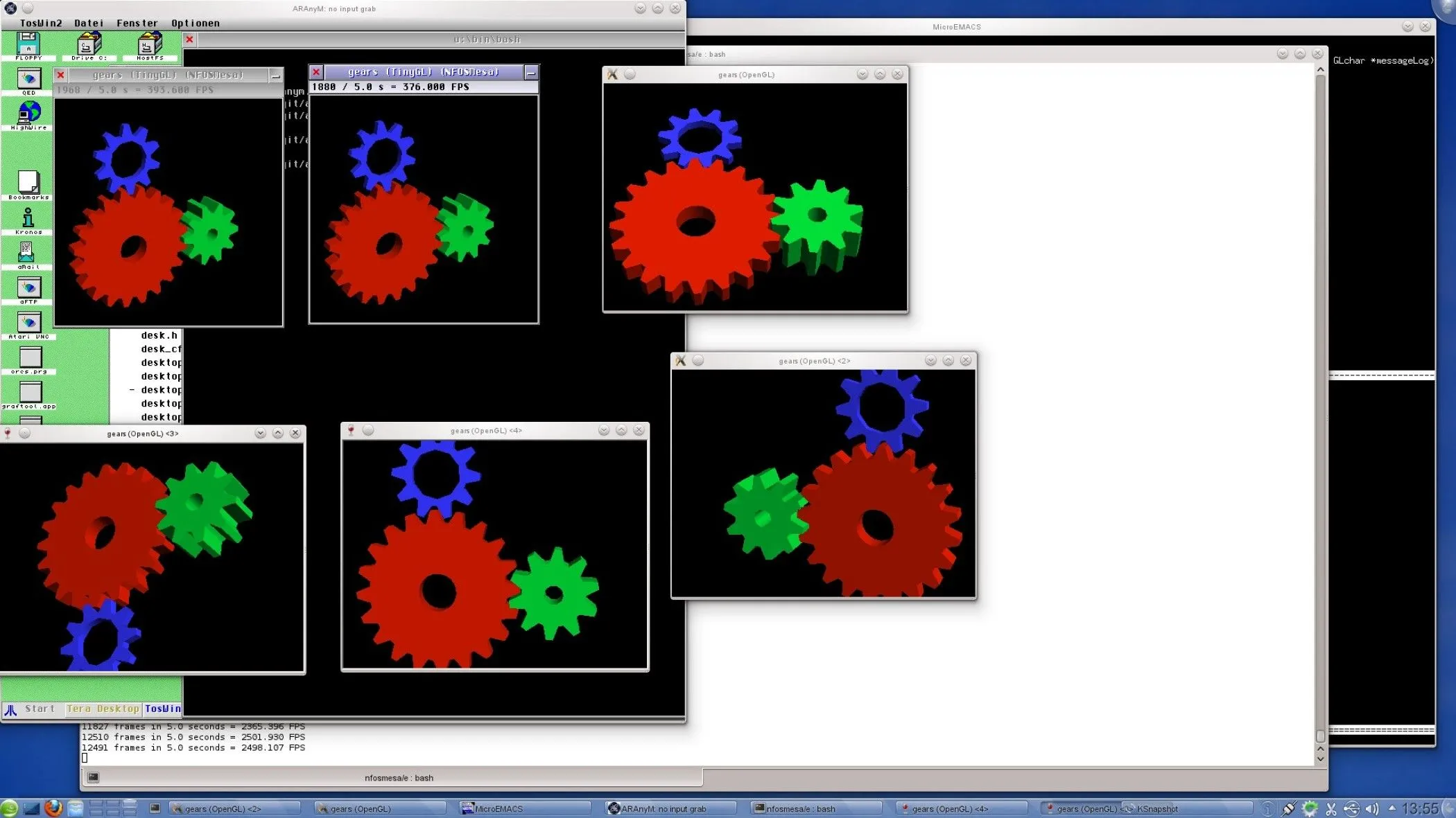 Ảnh chụp màn hình desktop của ARAnyM, trình giả lập giúp chạy hệ điều hành Atari trên phần cứng hiện đại.
