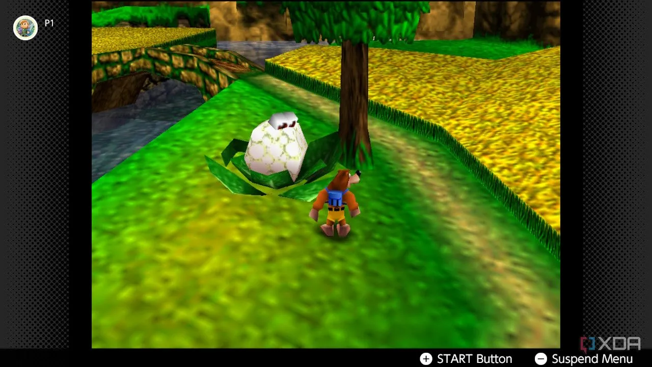 Ảnh chụp màn hình game phiêu lưu Banjo-Kazooie trên Nintendo 64, có sẵn qua Nintendo Switch Online