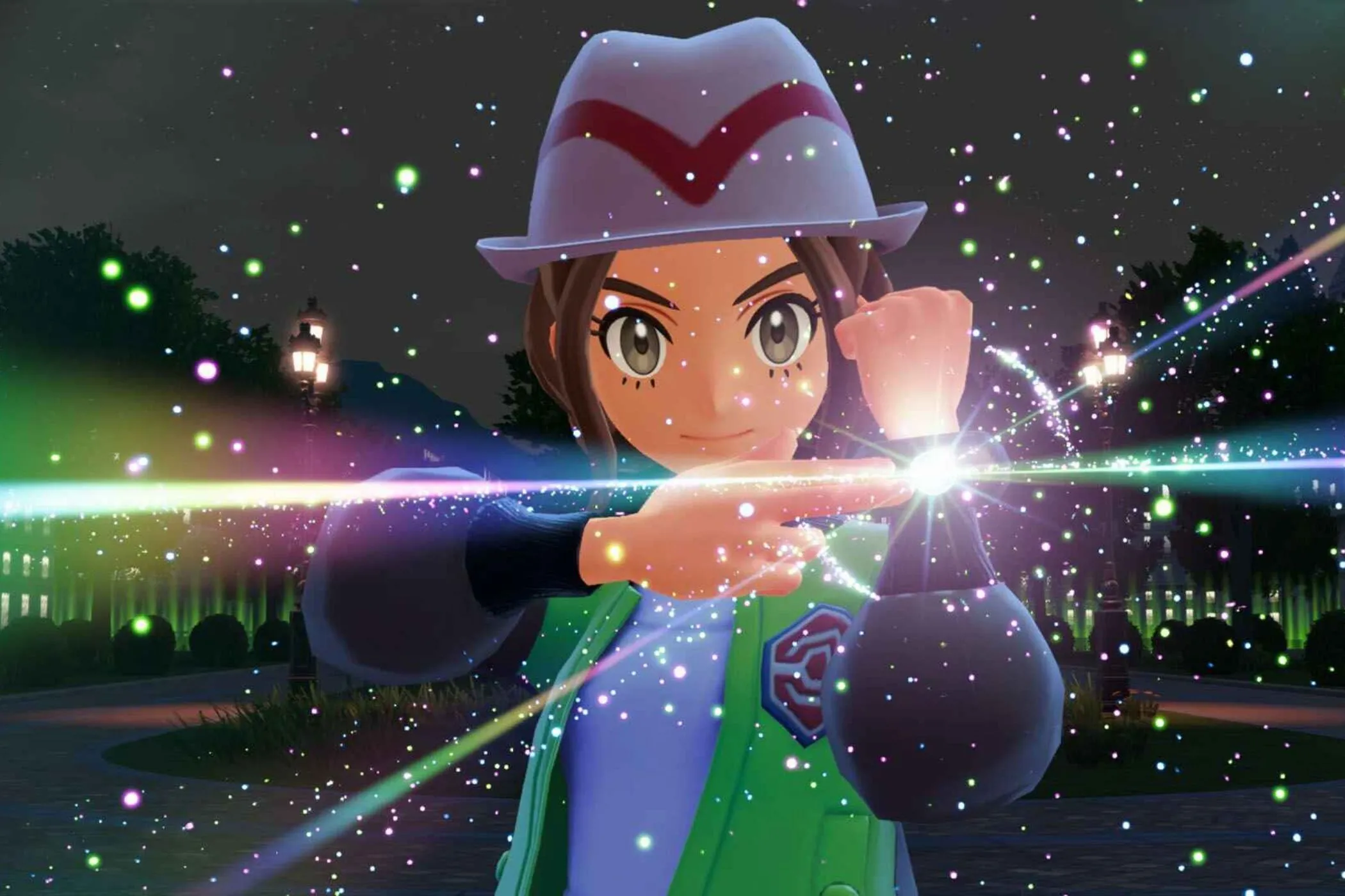 Ảnh chụp màn hình game Pokémon Legends Z-A trên Nintendo Switch 2, thể hiện đồ họa và không gian thành phố Lumiose