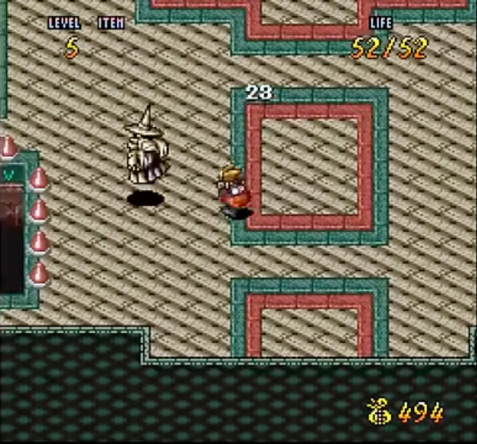 Ảnh chụp màn hình gameplay của Terranigma, một game nhập vai hành động trên SNES