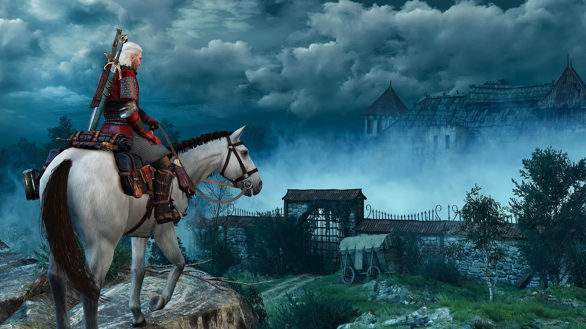 Ảnh chụp màn hình gameplay từ The Witcher 3: Wild Hunt trên Nintendo Switch, thể hiện chi tiết đồ họa cần cải thiện