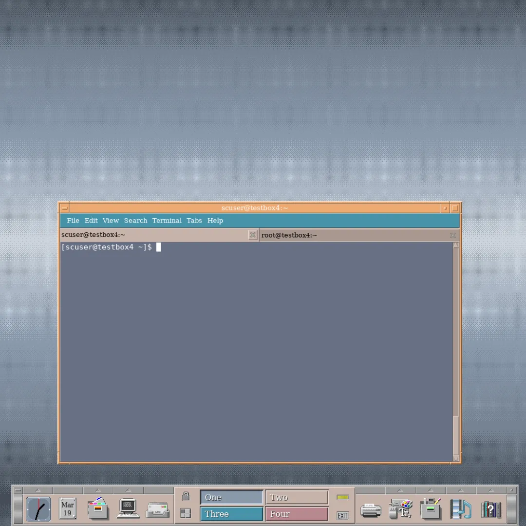 Ảnh chụp màn hình Not so Common Desktop Environment (NsCDE), mang đến trải nghiệm CDE Unix cổ điển với tông màu pastel.