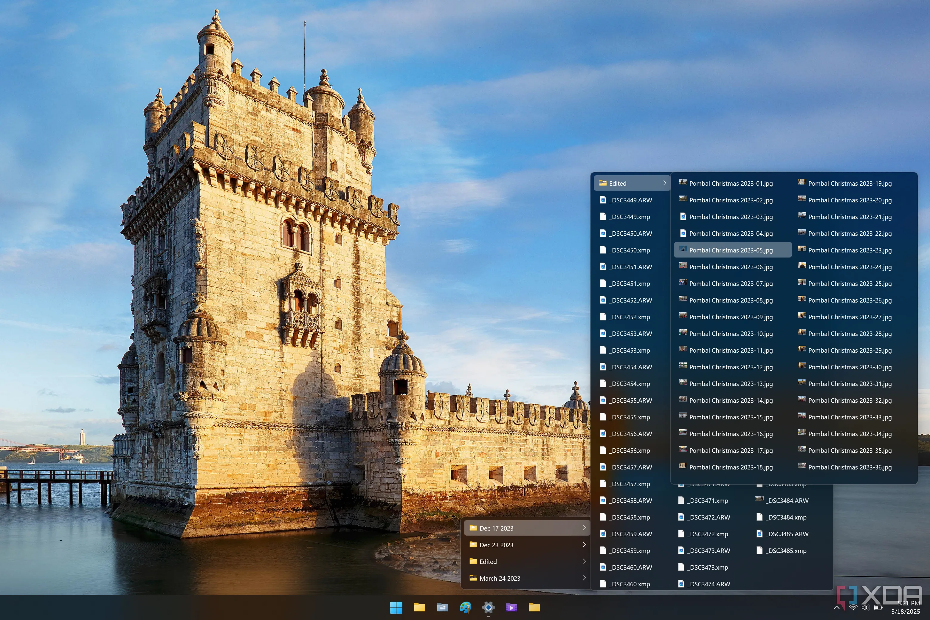 Ảnh chụp màn hình Taskbar Windows 11 với menu thư mục được ghim