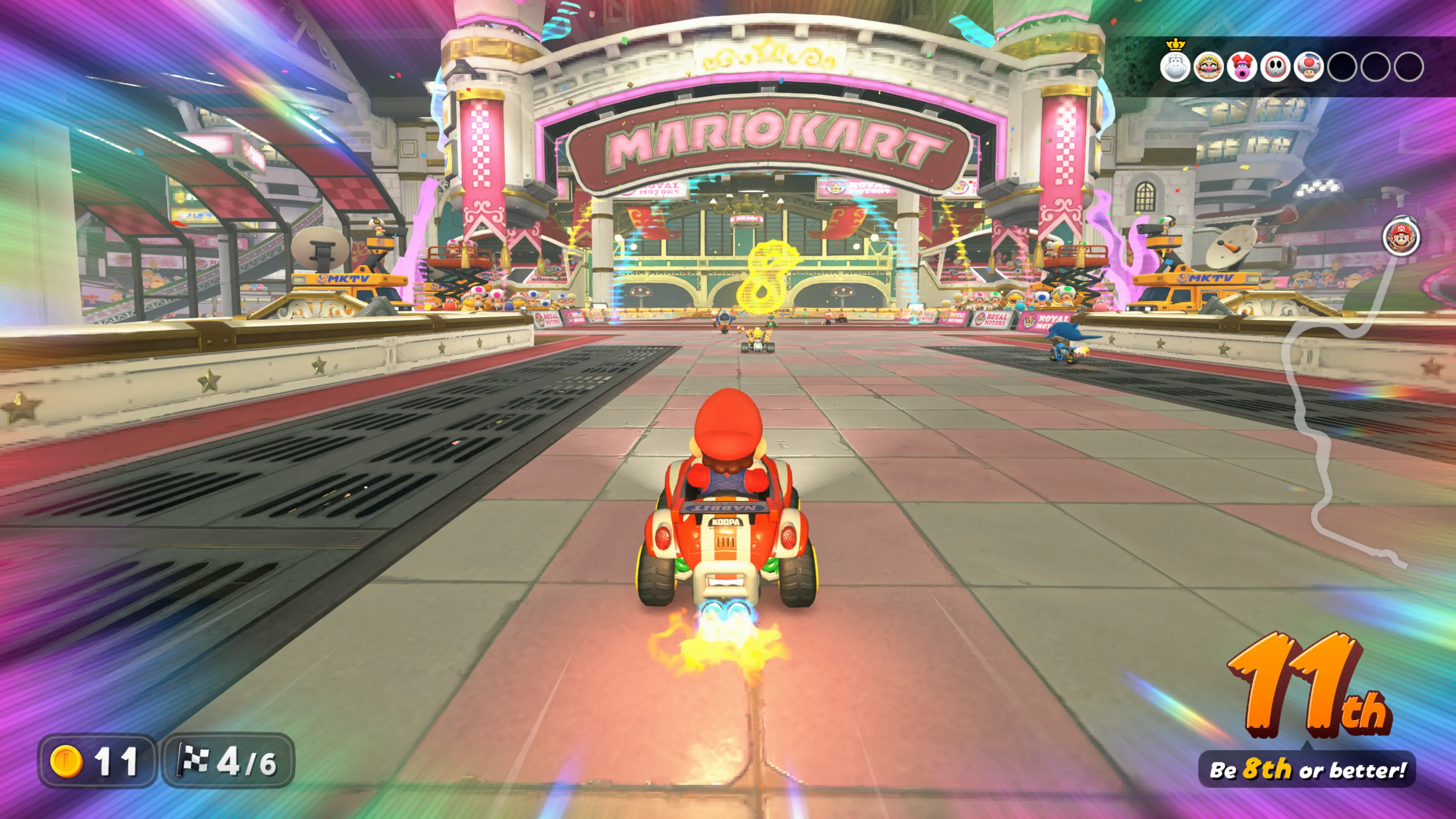 Ảnh màn hình chơi game Mario Kart World trên hệ máy Nintendo Switch 2