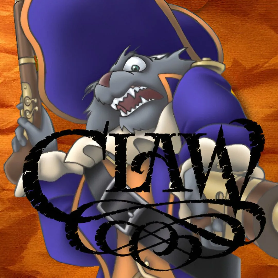 Ảnh sản phẩm game Captain Claw với hình ảnh nhân vật mèo cướp biển cầm kiếm, biểu tượng của tựa game platformer huyền thoại.