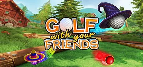 Áp phích game Golf With Your Friends với các nhân vật hoạt hình đang chơi golf trên những sân golf kỳ lạ