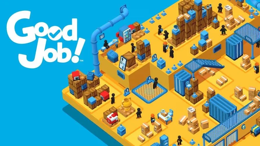 Áp phích game Nintendo Switch Good Job! với hình ảnh hai nhân vật hoạt hình đang làm việc trong văn phòng