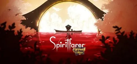 Áp phích game Spiritfarer với nhân vật Stella và mèo Daffodil trên một con thuyền lớn chở nhiều hành khách linh hồn
