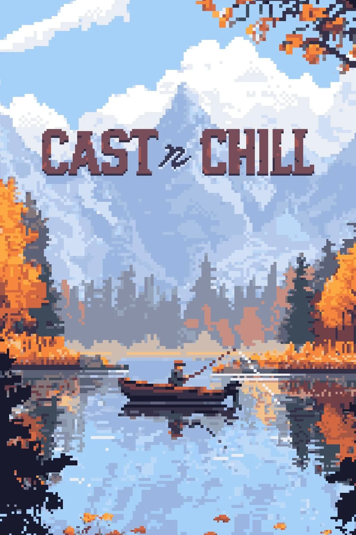 Artwork game Cast n Chill với đồ họa pixel nhẹ nhàng, mô tả hoạt động câu cá