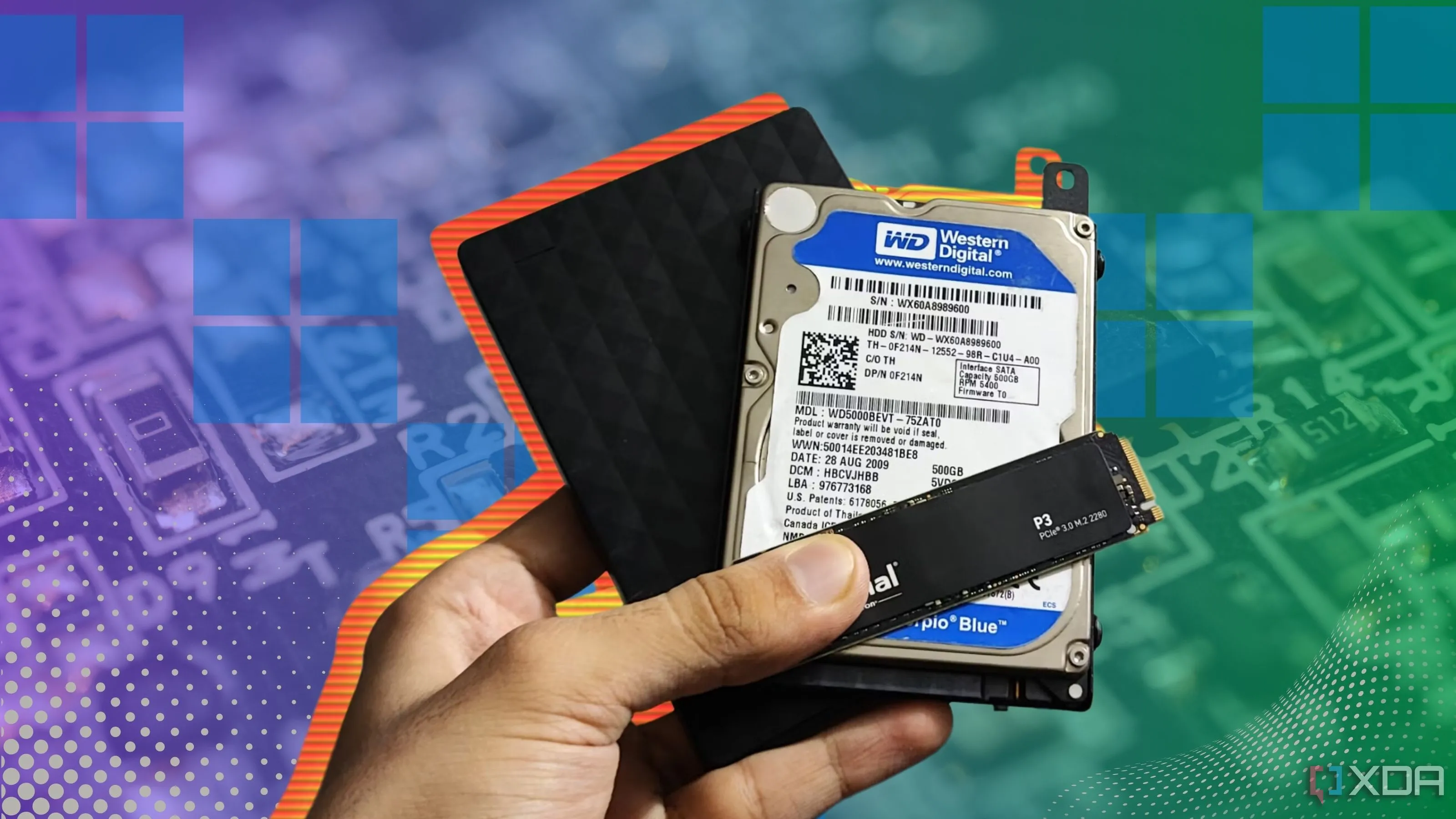 Ba ổ đĩa lưu trữ thể hiện tính năng quản lý không gian lưu trữ của Windows