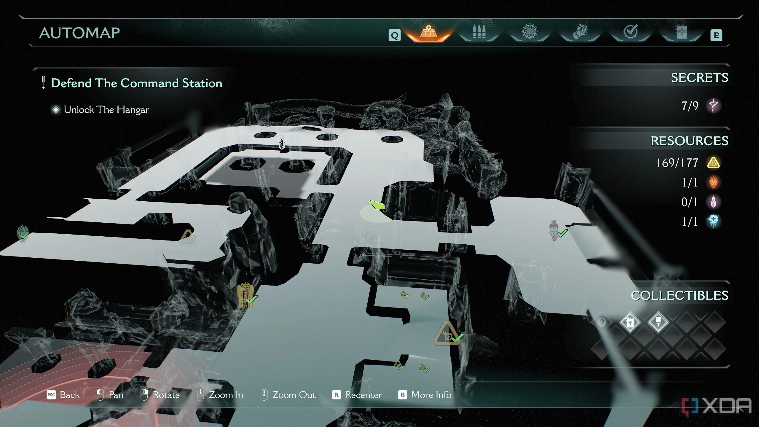 Bản đồ 3D Automap chỉ rõ vị trí của Khu vực bí mật 8 sau khi rời Khu vực bí mật 7 trong Doom The Dark Ages.